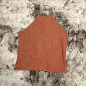 Me to We Rust Salmon Halter Cropped Women's Top Sz S